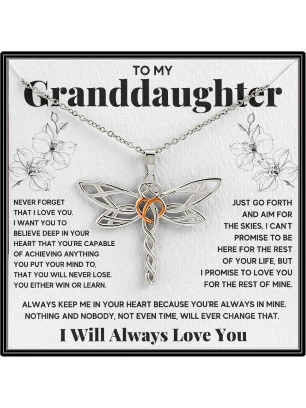 Heartfelt Dragonfly Necklace for Granddaughter - Perfect Gift from Grandma